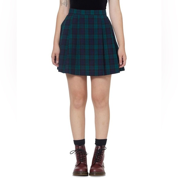 Dangerfield skirt green tartan pleated goth grunge punk killstar disturbia jupe - Picture 1 of 3